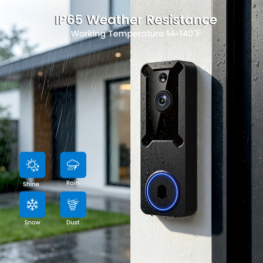 Puvue App Doorbell Camera with Wireless Video and Two-Way Audio, Black 1PC or 2PCS Options for Home Entry Monitoring and Everyday Visitor Communication