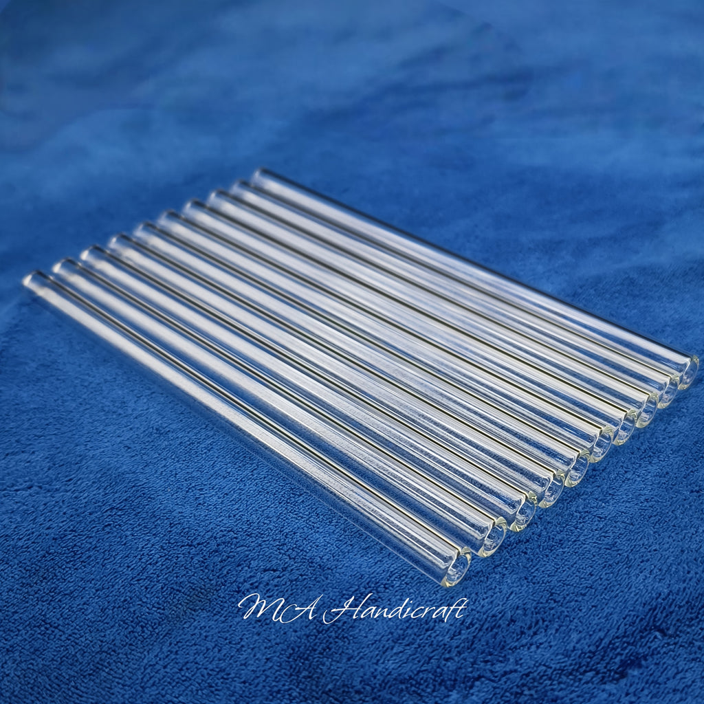 Reusable Glass Straws, 10-Piece Clear Borosilicate Drinking Straw Set in 3.94 or 7.87-Inch Options with 12mm Outer Diameter for Coffee, Juice and Smoothies