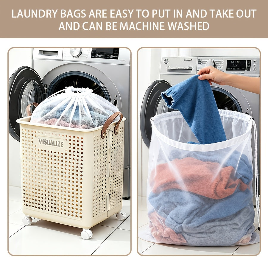 Wheeled Foldable Laundry Hamper in Cream White, Clothes Storage Basket with M, L and XL Options, Selected Inner Bag Configurations and Lidded XXL Selection