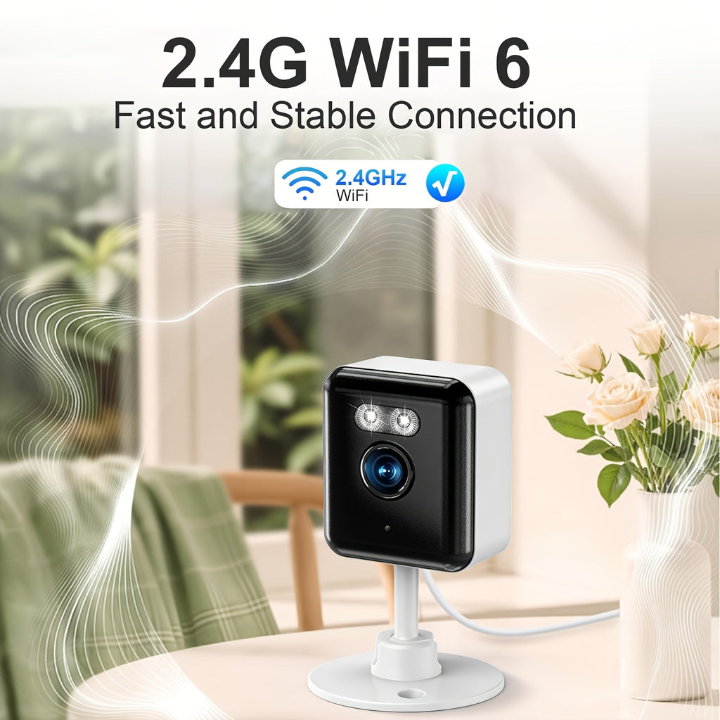 Indoor Security Camera Four-Pack with Listed 6MP Imaging, 2.4GHz WiFi, Two-Way Audio and Color Night Vision, Plus Four 78.74-Inch USB Cables for Home Monitoring