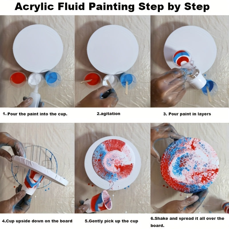 High-Gloss Fluid Acrylic Pour Paint Set with Six- or Twelve-Piece Options and Listed 2.03oz Bottles for Canvas, Plaster, Rock and Decorative DIY Art Projects