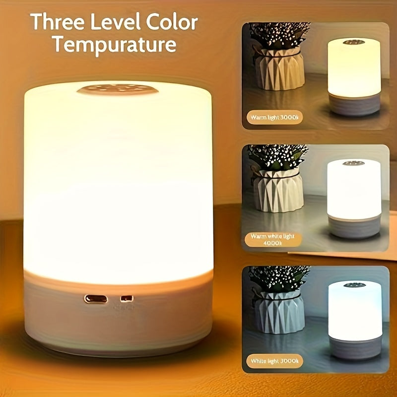 Rechargeable Touch Bedside Lamp with 800mAh Battery, Dimmable LED and White, Warm or Neutral Light Modes for Bedroom, Living Room and Office Desk Decor