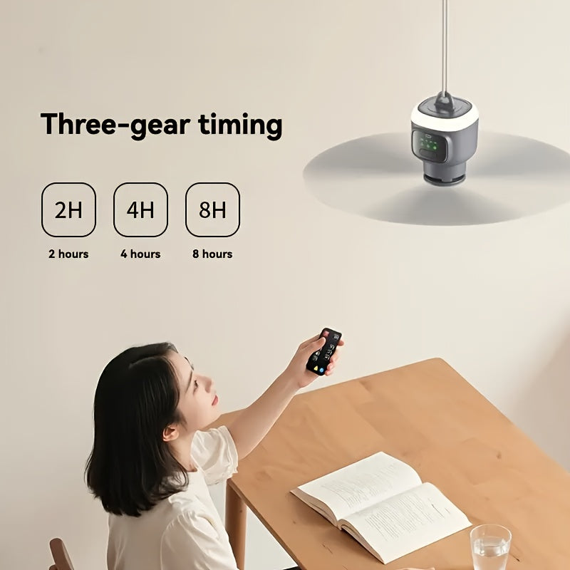 Battery Ceiling Fan with Light and Remote, Grey Gazebo Fan with Four Listed Speeds, 12000mAh Battery Reference and 8-Hour Timer for Compatible Sheltered Setups