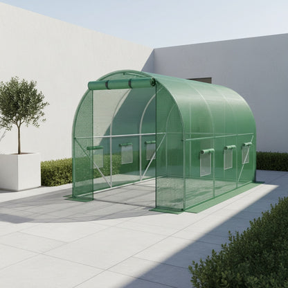 Garden Greenhouse with PE Cover and Listed Iron Frame, Three-Layer, Four-Layer or Large Walk-In Options in Green or White for Seedling and Plant Organization