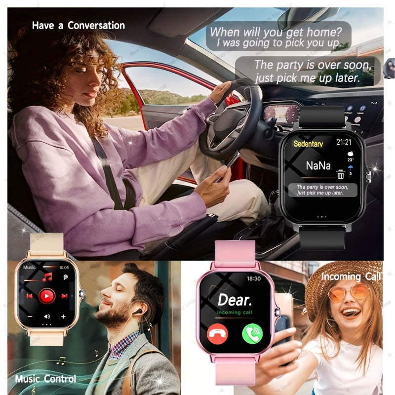 1.83-Inch Full Touchscreen Smart Watch with USB Rechargeable 180mAh Battery, Multi-Sport Modes and Remote Camera Functions, Golden or Silvery Silicone Strap Options