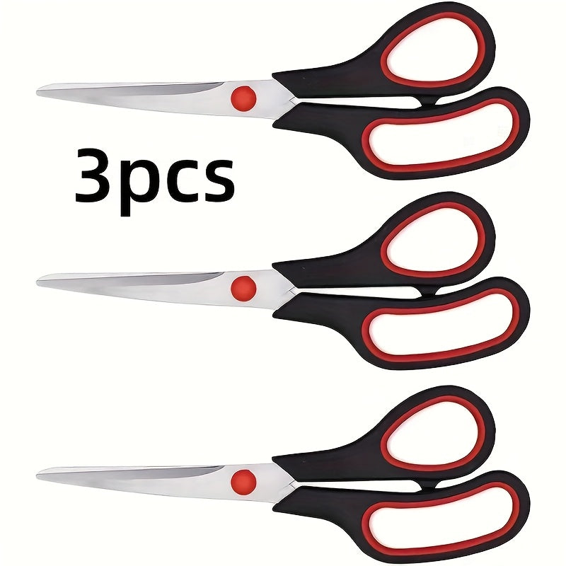 Office and Craft Scissors 3-Pack with Stainless Steel Blades and Comfortable Grips, Multipurpose Cutting Tools for Home Desks, Everyday Tasks and DIY Projects