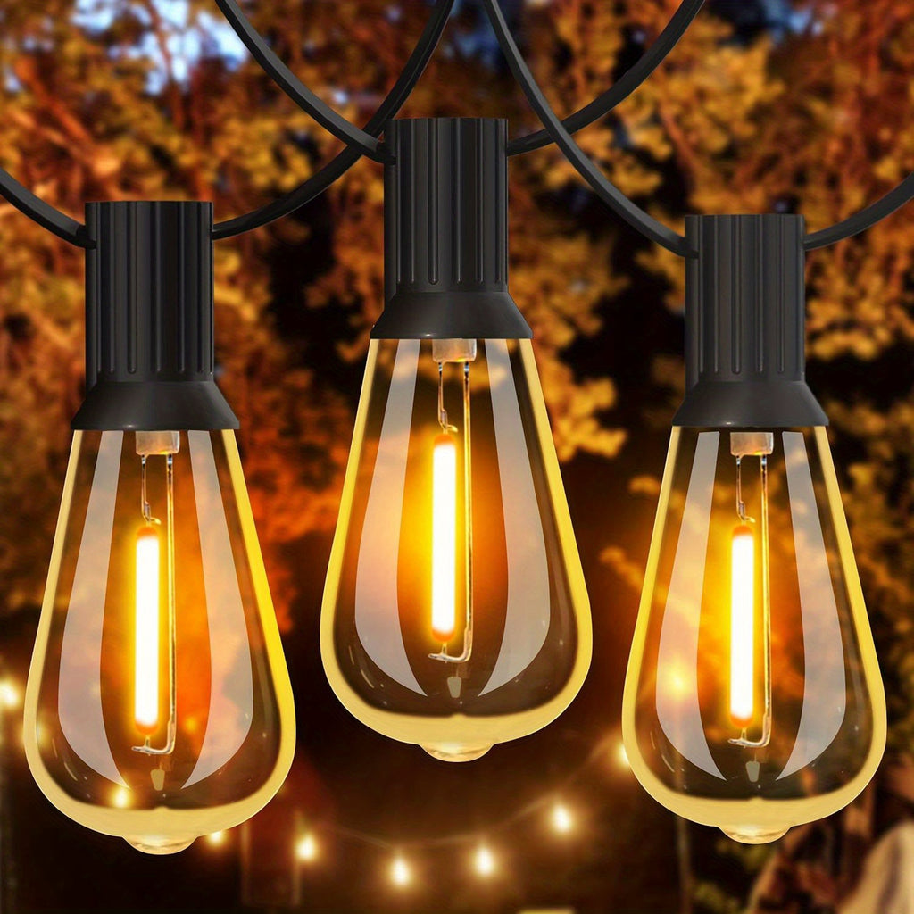 Edison Patio String Lights 100FT with Shatterproof ST38 Bulbs, 2700K Warm White Dimmable Connectable Hanging Lights for Garden, Bistro and Wedding Decor