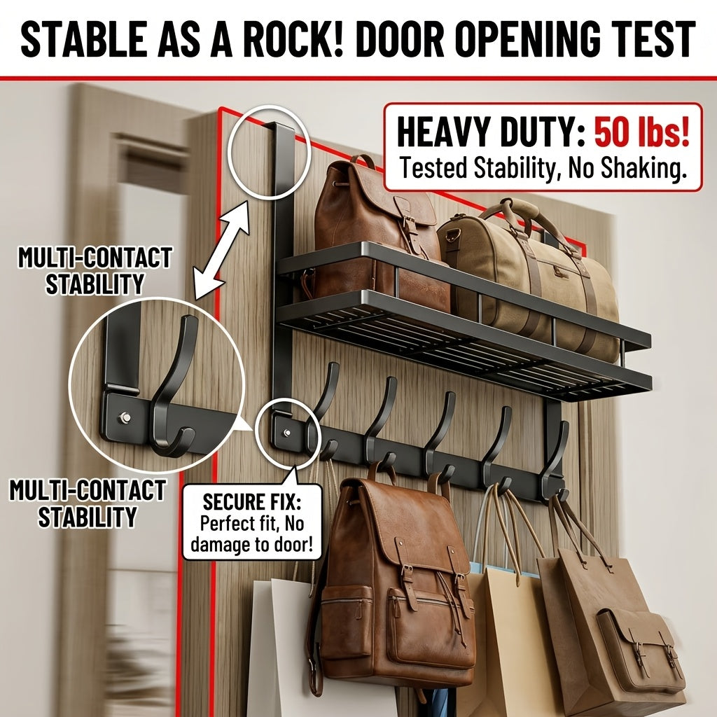 Black Wall-Mounted Coat Rack with 4-Hook, 6-Hook or Thickened 8-Hook Options for Entryway Clothing Organization and Everyday Hanging Storage