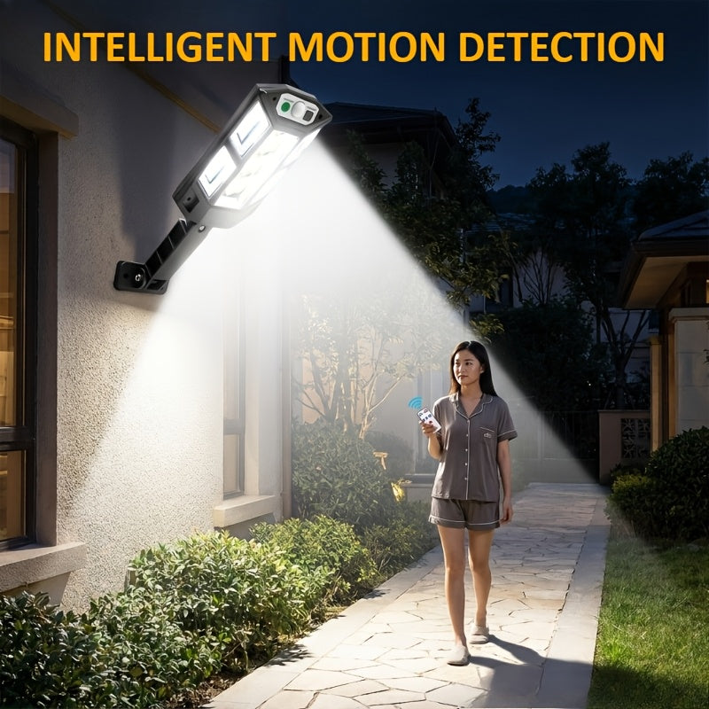 1/2pcs 6500K Super Bright LED Solar Wall Light - Motion Sensor, IPX4 3 Lighting Modes, Remote Control, Water-Resistant, Lithium Battery Powered, Semi-Flush Mount, Wireless Infrared Sensor for Outdoor Garden Security Street Yard Lamp