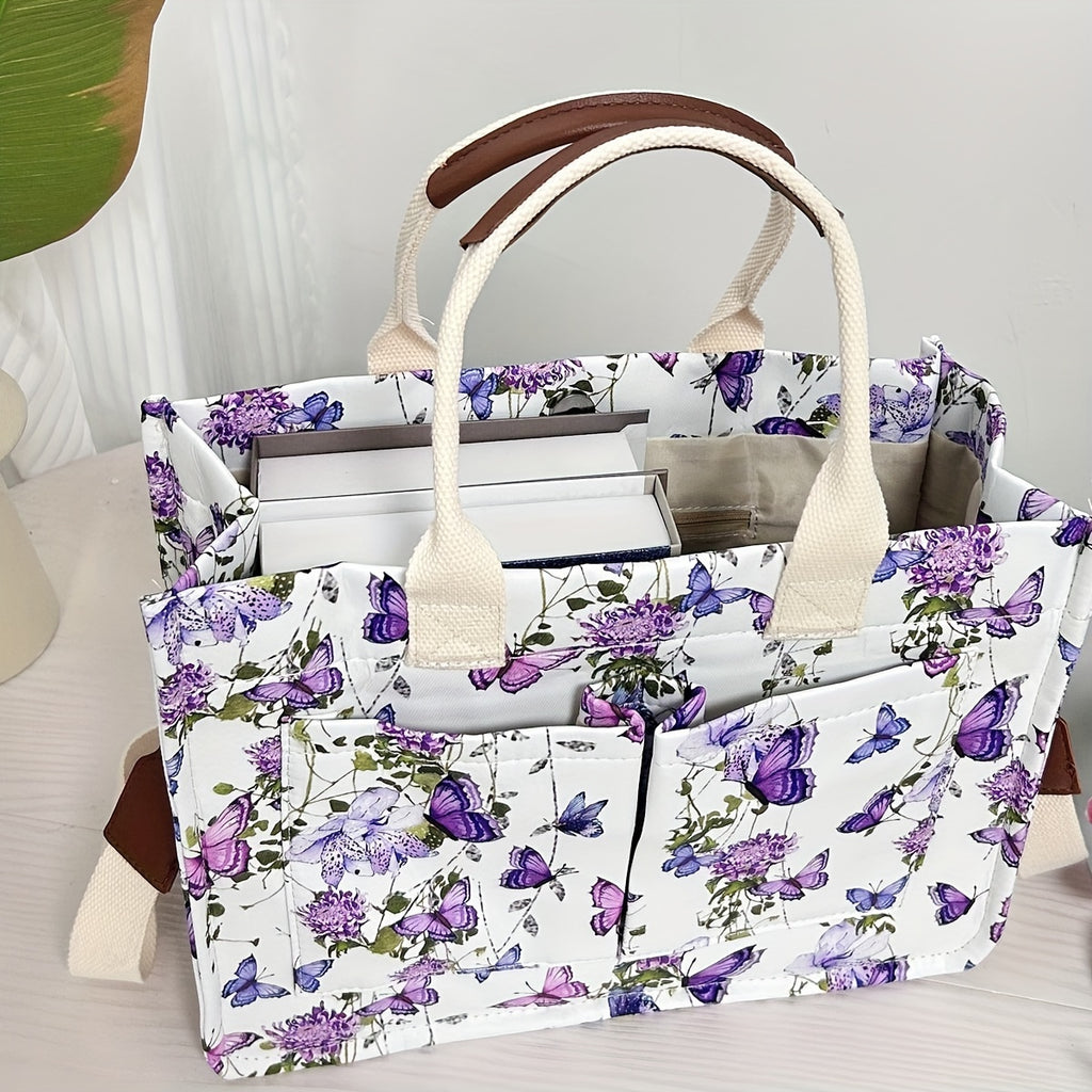 Butterfly Tote Bag for Women with Multi-Pocket Shoulder Satchel Design, Everyday Handbag for Work, Books and Travel in Four Color Options, Bag Only