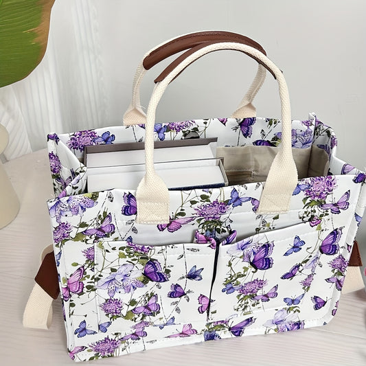 Butterfly Tote Bag for Women with Multi-Pocket Shoulder Satchel Design, Everyday Handbag for Work, Books and Travel in Four Color Options, Bag Only