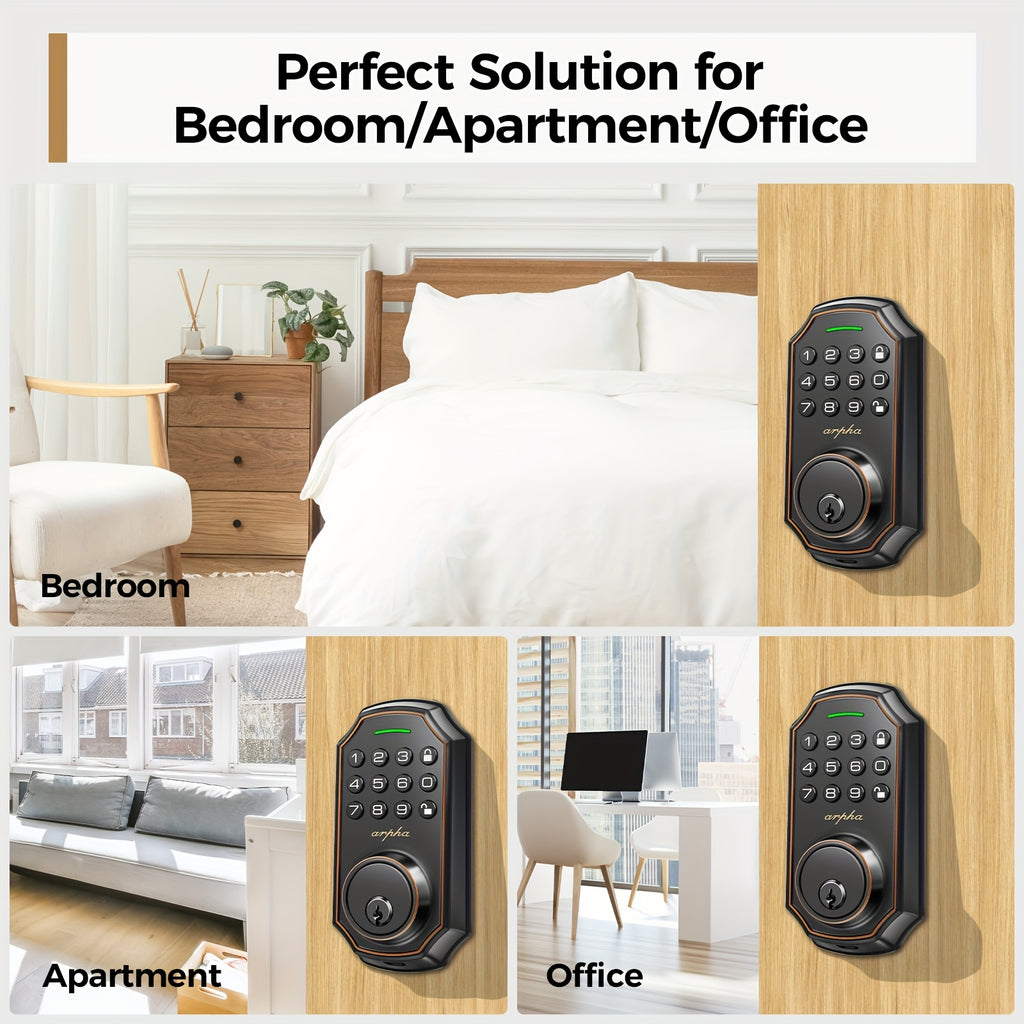 Digital Keypad Door Lock for Compatible Home and Apartment Doors, Keyless Entry with Black and Silvery Options, Single and Two-Piece Lock Selections