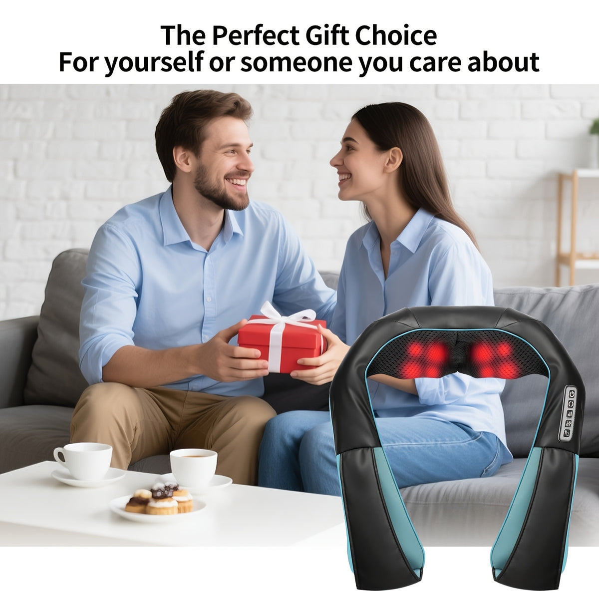 Electric Kneading Neck and Shoulder Massager in Black or Grey, Acupressure-Style Personal Care Device for Adult Home Massage Routines and Gift Ideas