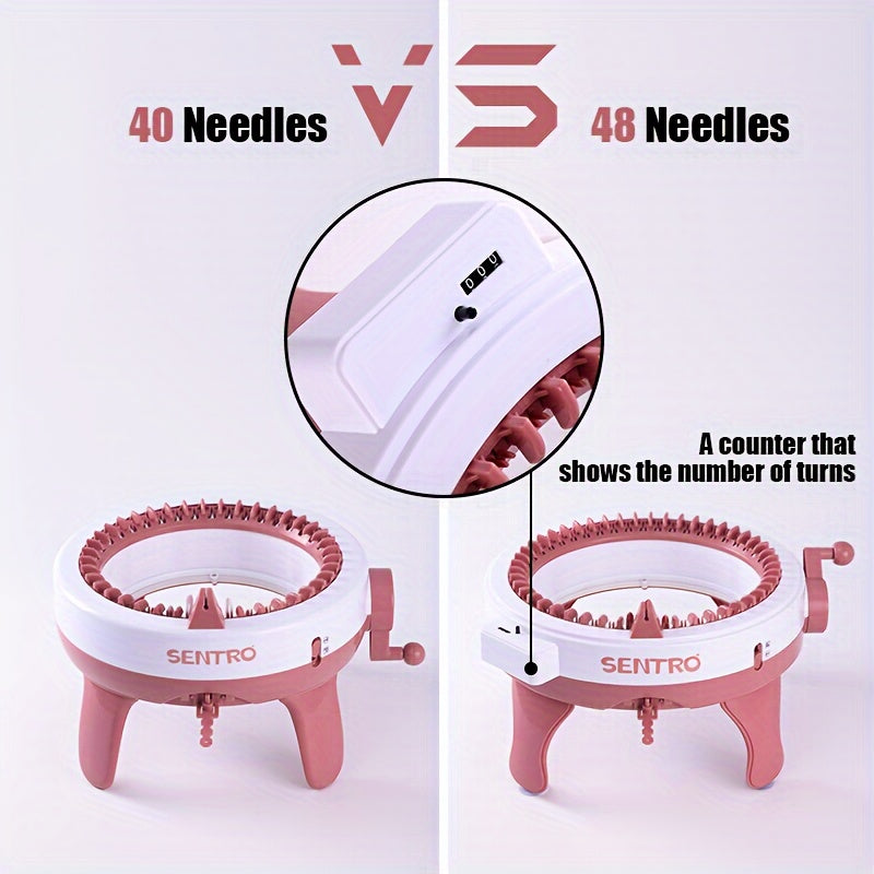 40 or 48 Needle Knitting Machine for DIY Yarn Crafts, Hat and Scarf Projects, Home Handicraft Practice and Handmade Gift Ideas for Knitting Enthusiasts