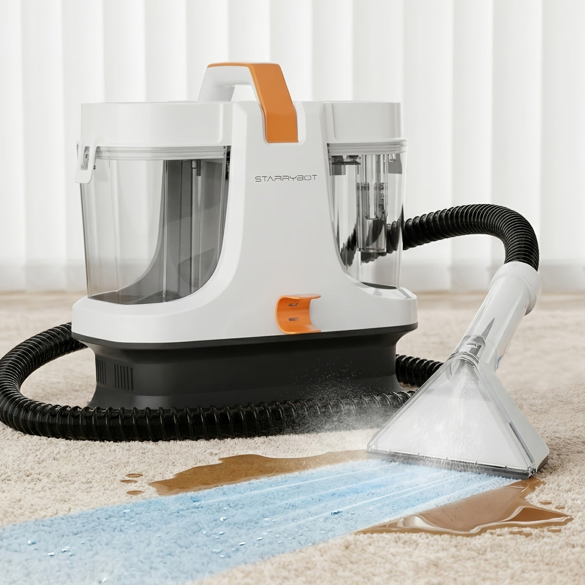 Portable Carpet and Upholstery Cleaner C-AC2501-1 with Listed 500W Power and 30kPa Suction for Compatible Couch Fabrics, Rugs, Stairs and Car Interior Spot Cleaning