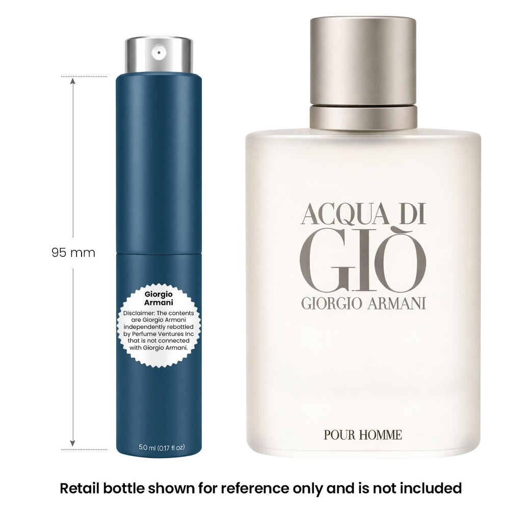 Acqua Di Gio EDT Travel Spray for Men, One 5ml Independent Decant with Listed Bergamot, Marine Accord, Rosemary and Patchouli Notes, No Full-Size Bottle