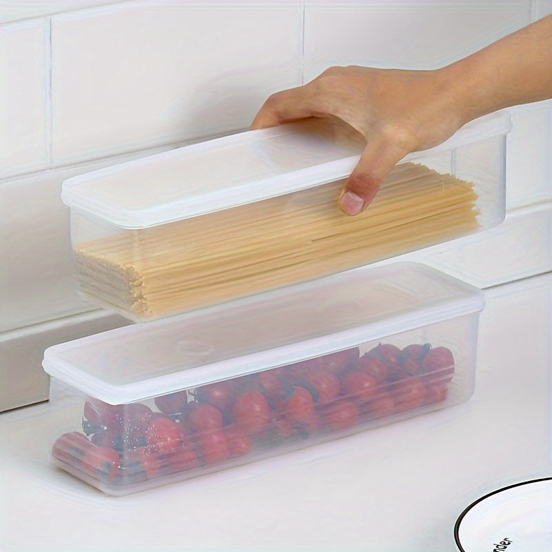 Rectangular Refrigerator Food Containers with Lids, Listed 4-Pack Reusable BPA-Free Plastic Organizers for Onions, Herbs, Garlic, Noodles and Eggs, Hand Wash Care