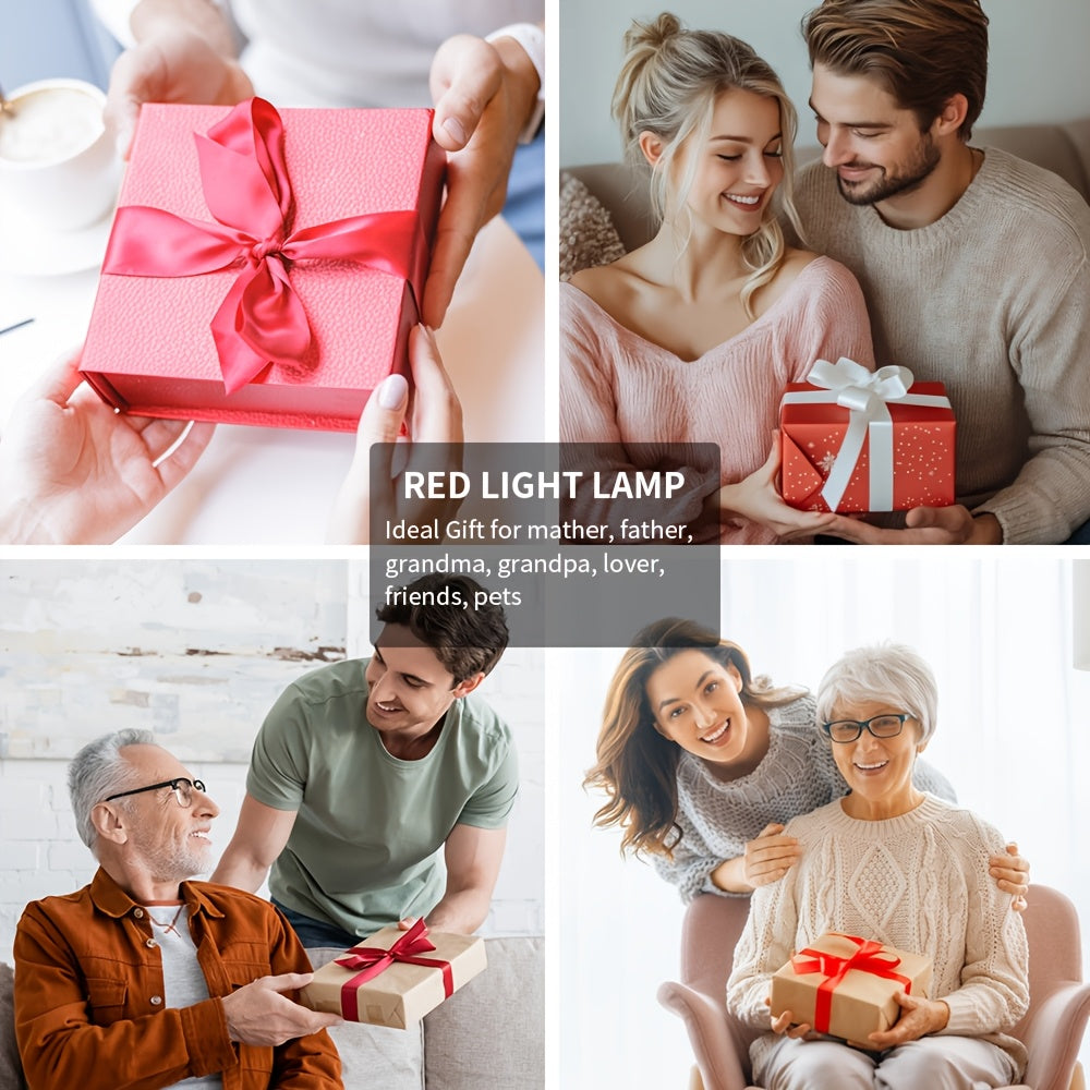 Red Light LED Lamp in Black with Listed Stand, 660nm and 850nm Wavelength Wording and Plug-In Design for Instruction-Guided Adult Personal Care Routines