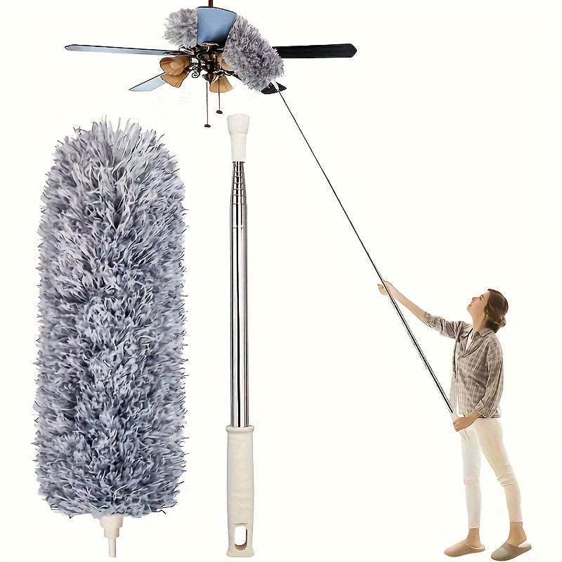 Retractable Ceiling Fan Duster with Bendable Head, Single Reusable Washable Dusting Brush in 55.12inch or 98.43inch Options for Furniture and Home Cleaning