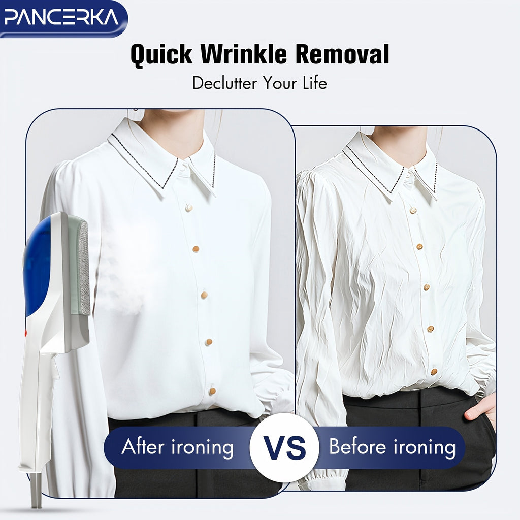 PANCERKA Portable Steam Iron for Clothes with Listed 25-Second Heat-Up, Horizontal and Vertical Steaming and Dry Ironing in Blue or Green