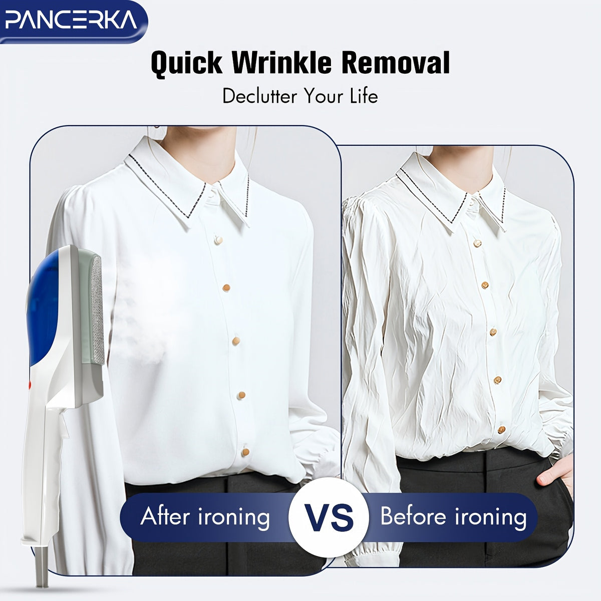 PANCERKA Portable Steam Iron for Clothes with Listed 25-Second Heat-Up, Horizontal and Vertical Steaming and Dry Ironing in Blue or Green