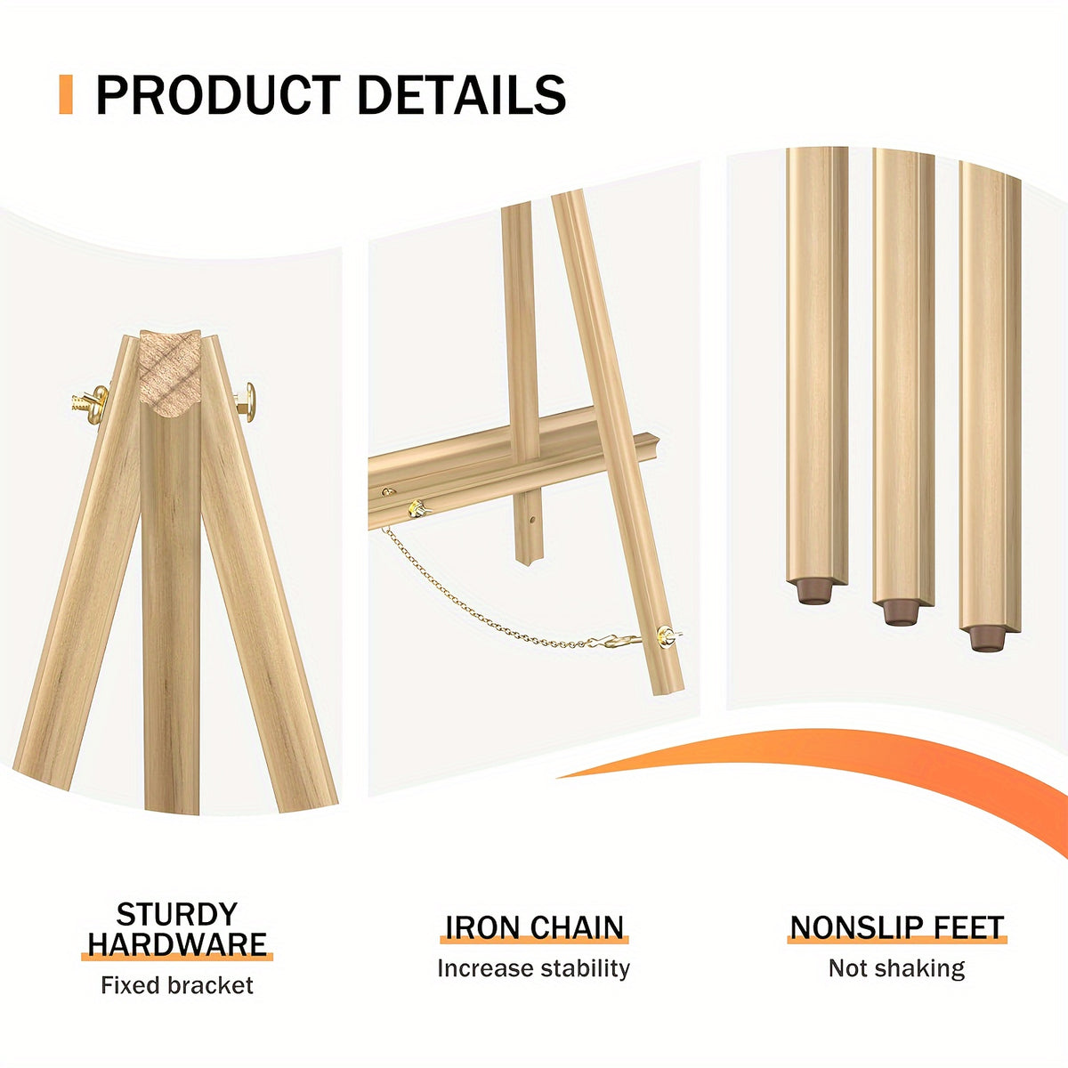 Wooden Tripod Floor Easel with Adjustable Height up to 63 Inches, Folding Artist and Poster Display Stand in Single or Two-Pack Options for Painting and Wedding Signs