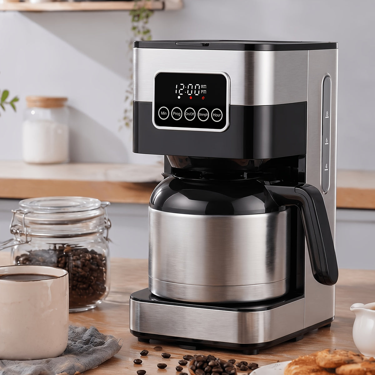 10-Cup Drip Coffee Maker with Programmable Touch-Screen Controls and Pause & Serve, Stainless Steel Black Finish for Everyday Home Coffee Bars