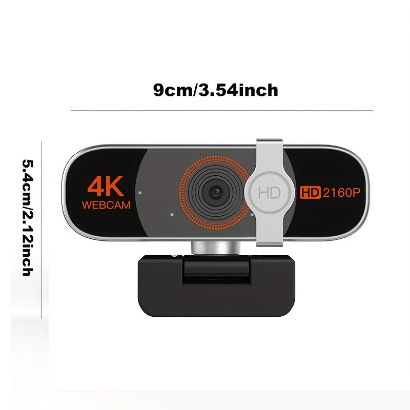 USB Autofocus 4K Webcam with Listed Dual Noise-Canceling Microphones and Privacy Cover, Three Silvery Gray Version Options for PC Meetings, Streaming and Online Classes