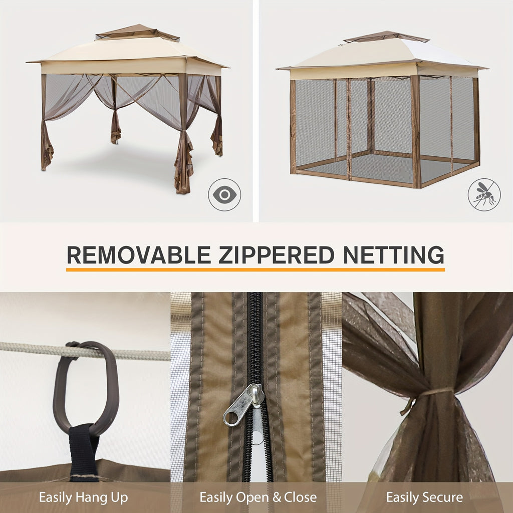 Pop Up Gazebo Tent with Listed Mosquito Netting and Lightweight Frame, Portable Netted Outdoor Canopy for Camping, Backyard Picnics and Poolside Gatherings