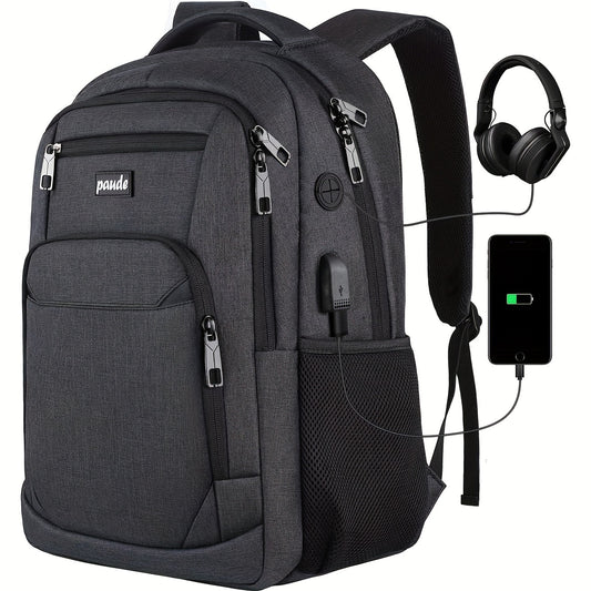 USB Port Laptop Backpack for Men and Women with Listed 15.6-Inch Device Fit, Nine Color Options for Teen School, College, Business Commuting and Travel