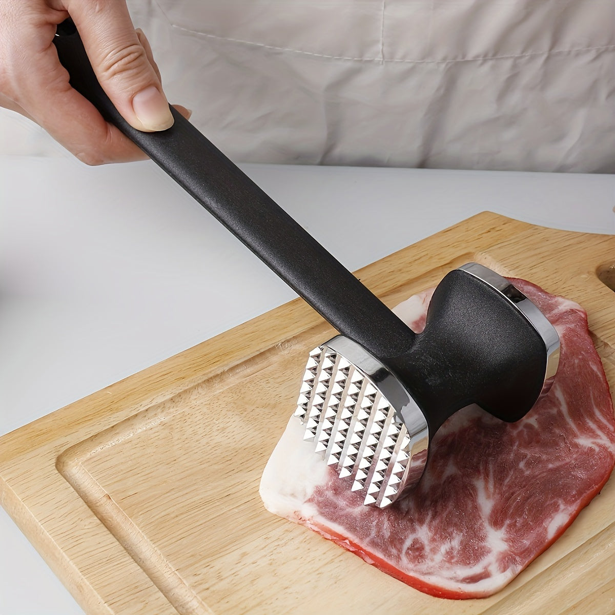 Meat Tenderizer Mallet for Boneless Cutlet Preparation, Single Manual Metal Meat Pounder for Flattening Cuts and Everyday Home Cooking Tasks