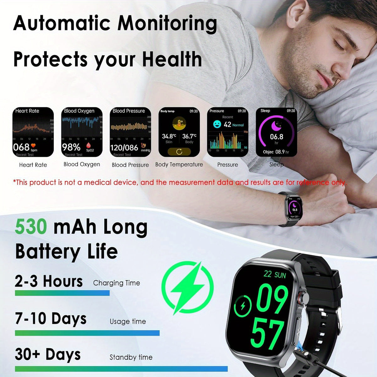 AMOLED Calling Smartwatch for Men and Women, 2.04-Inch Display, 530mAh Battery, NFC and Multi-Sport Modes with Magnetic Charging for iOS Android