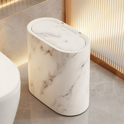 Plastic Wastebasket with Built-In Handles, Wood Grain, Black or White Options and Two-Piece Set for Bathroom, Laundry Room and Home Office