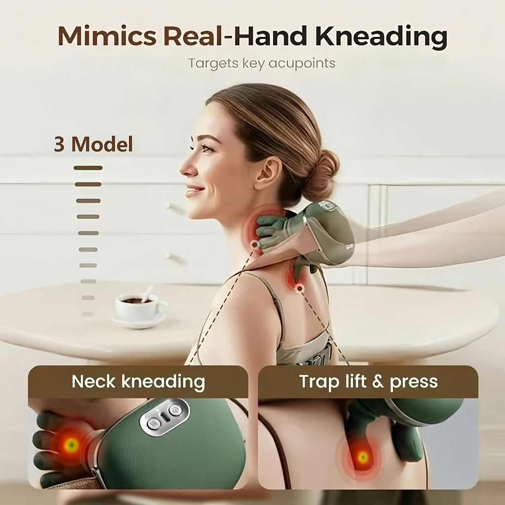 Shiatsu Neck and Shoulder Massager with Heat, Electric Kneading Back Massager Pillow, 3 Massage Modes, Deep Tissue Muscle Relief for Neck, Back, Waist, Legs, Home Office Use, Valentine's Day Gift