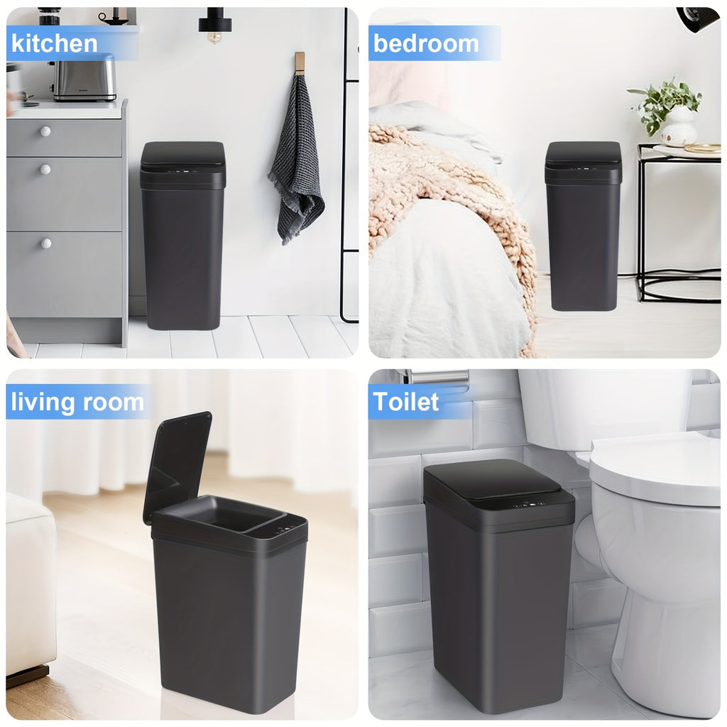 Touchless Bathroom Trash Can Set of 2, 4-Gallon and 2.8-Gallon Slim Motion Sensor Bins with Lids for Bedroom, Office and Living Room