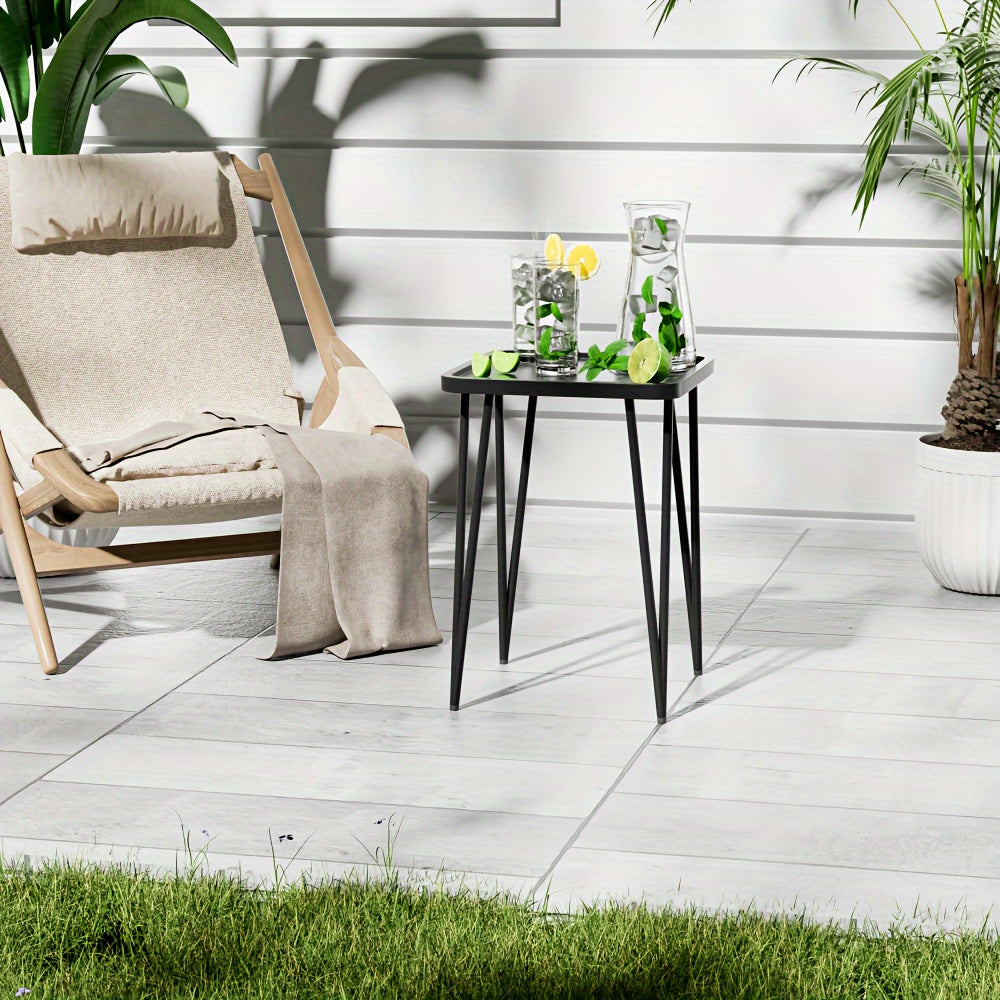 Square Metal Side Table for Small Spaces, Compact Drink and End Table for Sofa or Bedroom, Indoor and Outdoor Use in White, Pink, Black or Blue