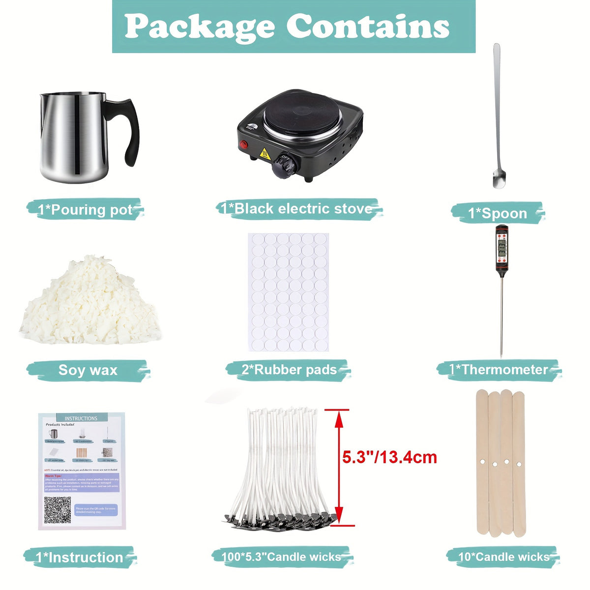 Soy Wax Melting and Candle Making Kit with Listed Electric Stove, Melting Pot and Wicks, 2lb or 5lb Wax Flake Options for Adult Beginner Crafts
