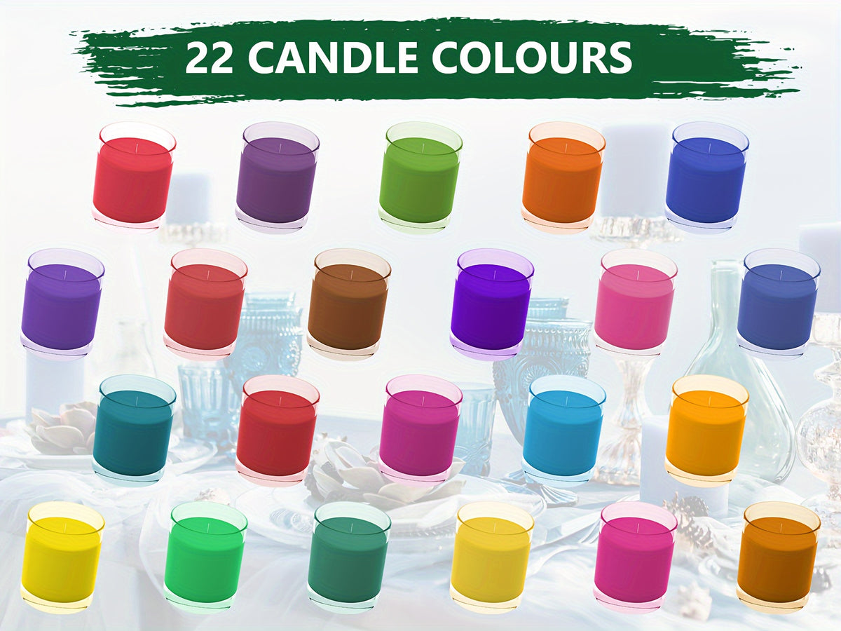 Liquid Candle Dye, Oil-Based 22-Color Selection with Mixed Color Label and 0.34oz Reference for Compatible Wax and Adult DIY Candle Making