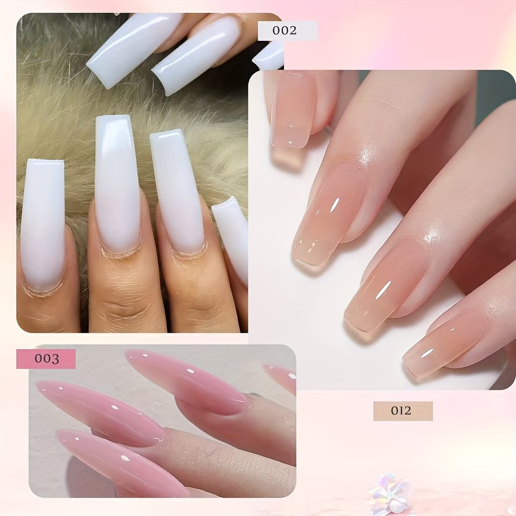 Polymer Gel Nail Extension Kit with 6 Colors, USB-Powered Mini Light and Slip Solution, Q-Extension Glue Set for At-Home Manicure Art Projects