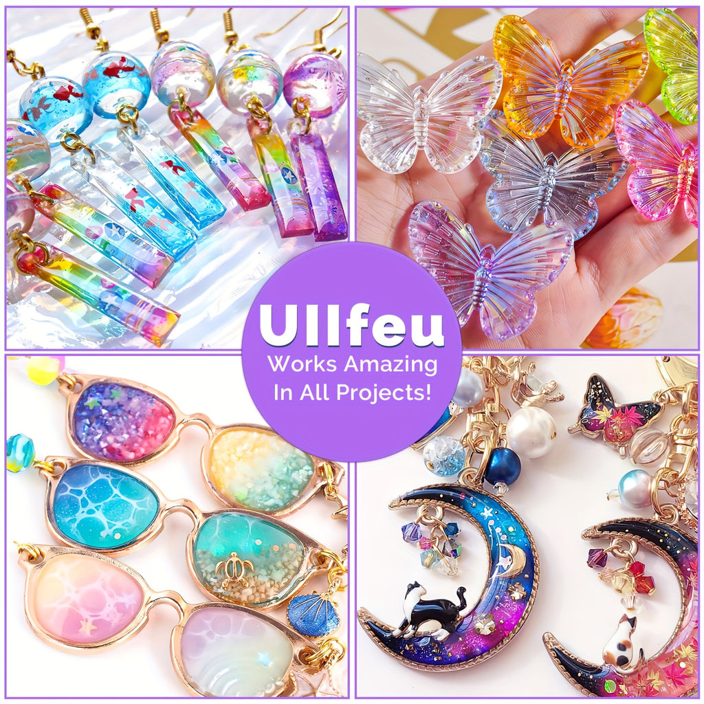 Craft Resin for DIY Jewelry, Earrings, Rings and Keychains, Premixed 12-Color Set with Listed 20g Portions or Separate 400g UV Resin Option for Decorations