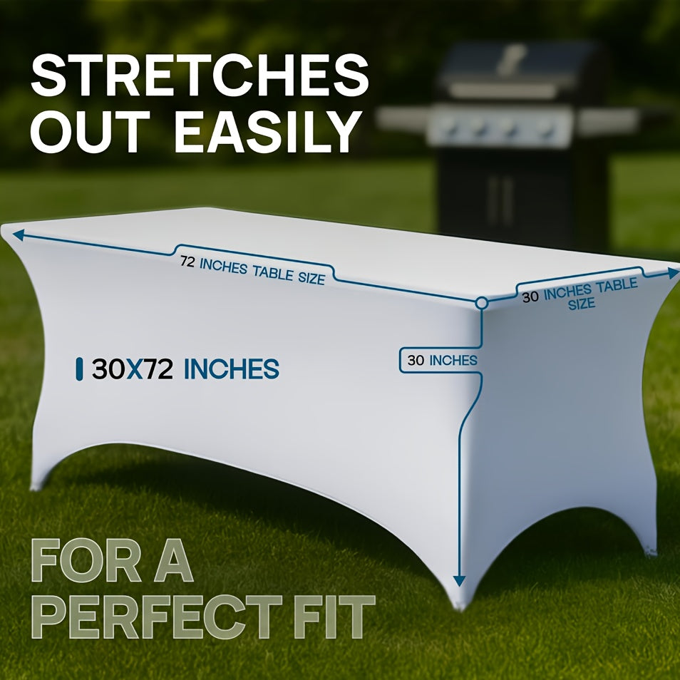 Stretch Table Covers for 6-Foot Rectangular Tables, Black or White Polyester Spandex Tablecloths with Leg Pockets, 3 or 5 Pack Options for Weddings and Displays