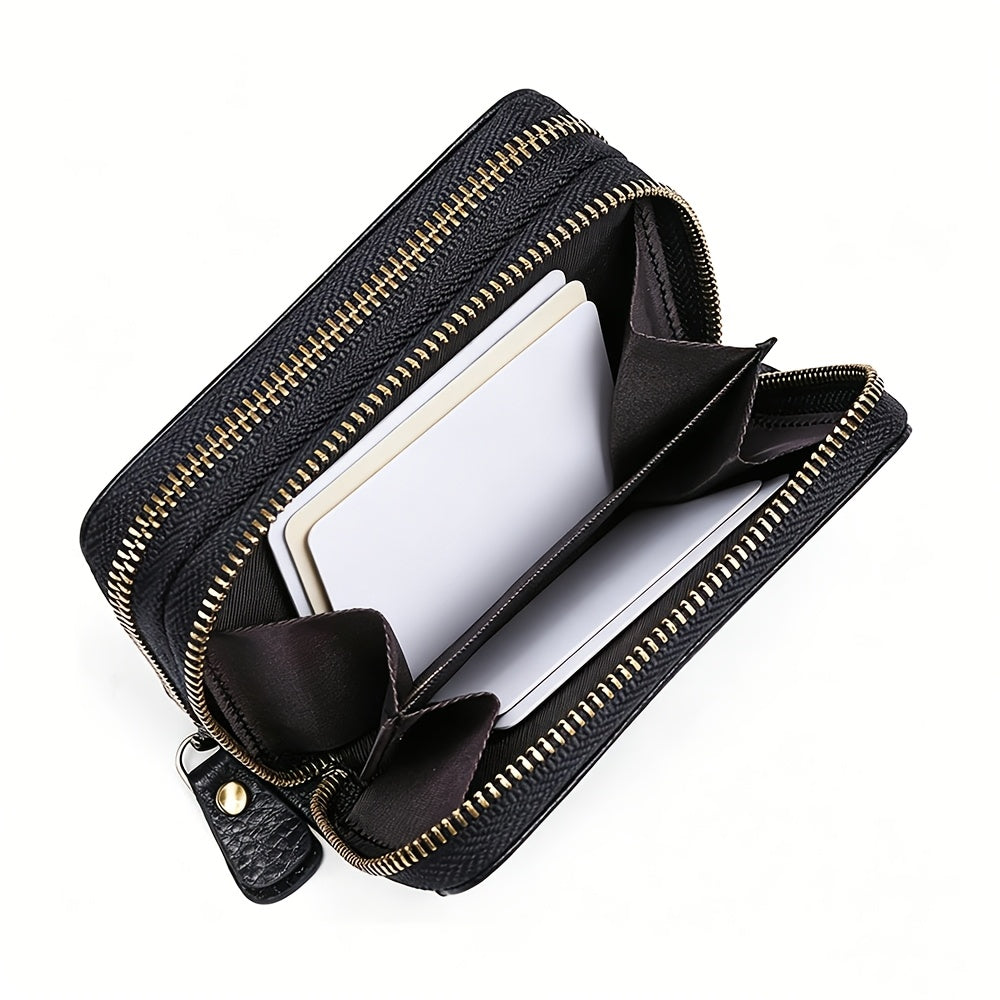 12-Card Slot Women's Wallet with Coin Pockets and Cash Compartments, Classic Purse with Listed RFID Blocking in Black, Coffee Brown, Blue, Red or Burgundy