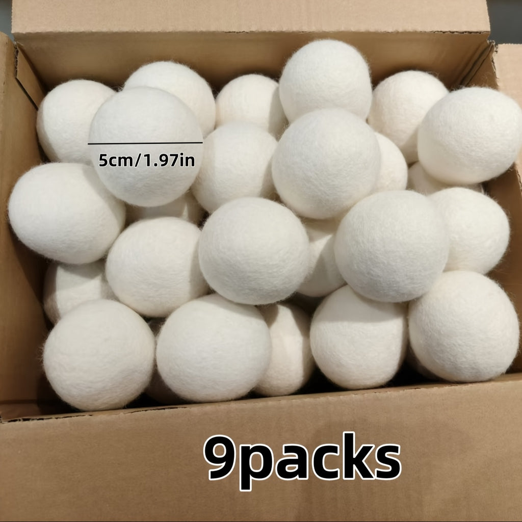Wool Dryer Balls 9-Pack with Listed 5cm Size, Reusable Laundry Drying Accessories for Compatible Clothes Dryer Loads and Everyday Household Fabric Care