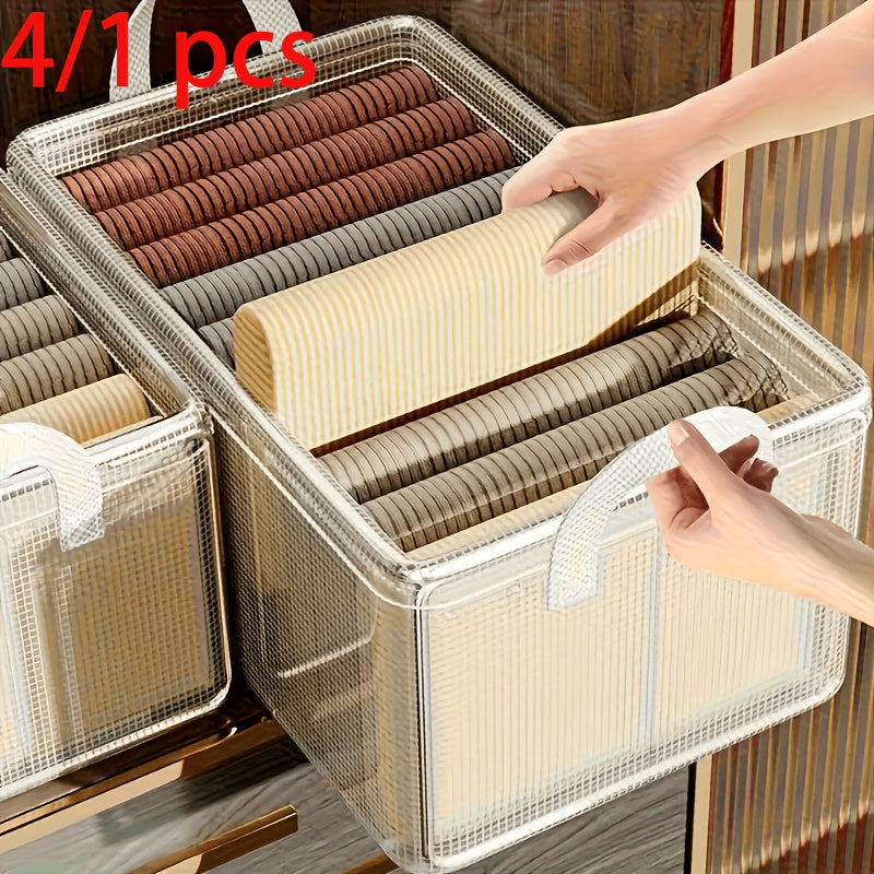Clothing Storage Box with Steel Frame, 26L Transparent PVC Closet Organizer for Seasonal Clothes and Everyday Bedroom Organization