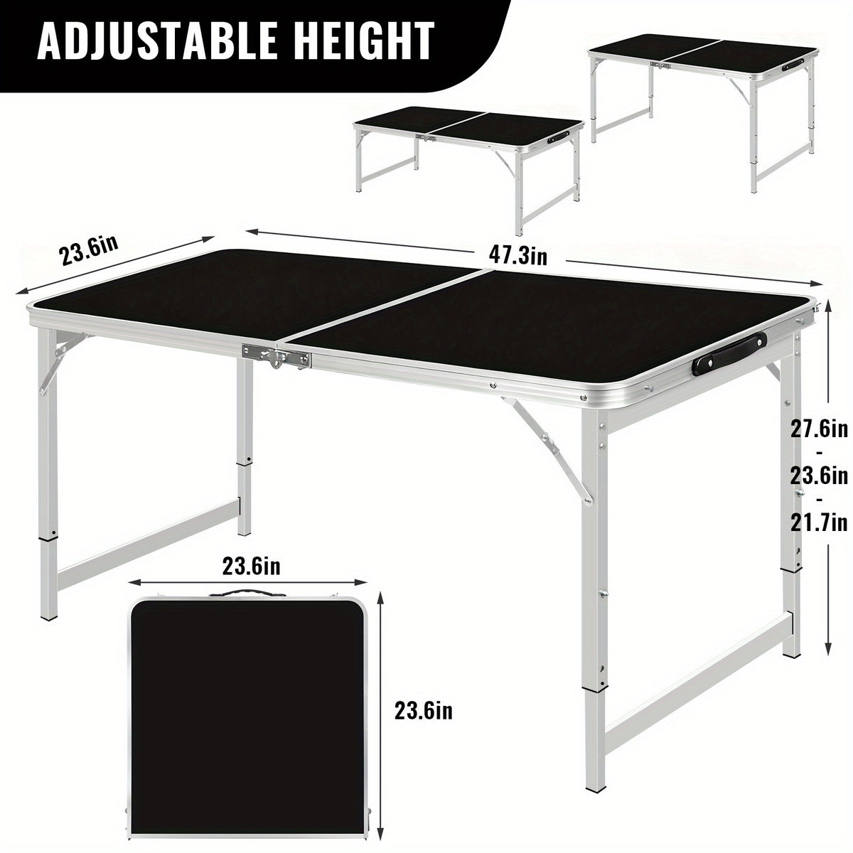 White Plastic Folding Table with Rectangular Center-Fold Design and Carrying Handle, Portable Dining and Serving Surface for Picnics and Backyard Gatherings