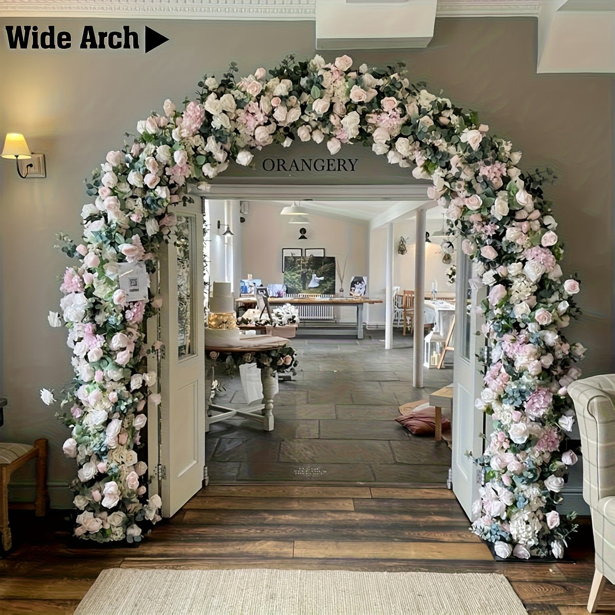 Garden Arbor Arch for Climbing Plants, Metal Wedding Trellis with Two Assembly Size Configurations, White or Black with Base and Black without Base Options