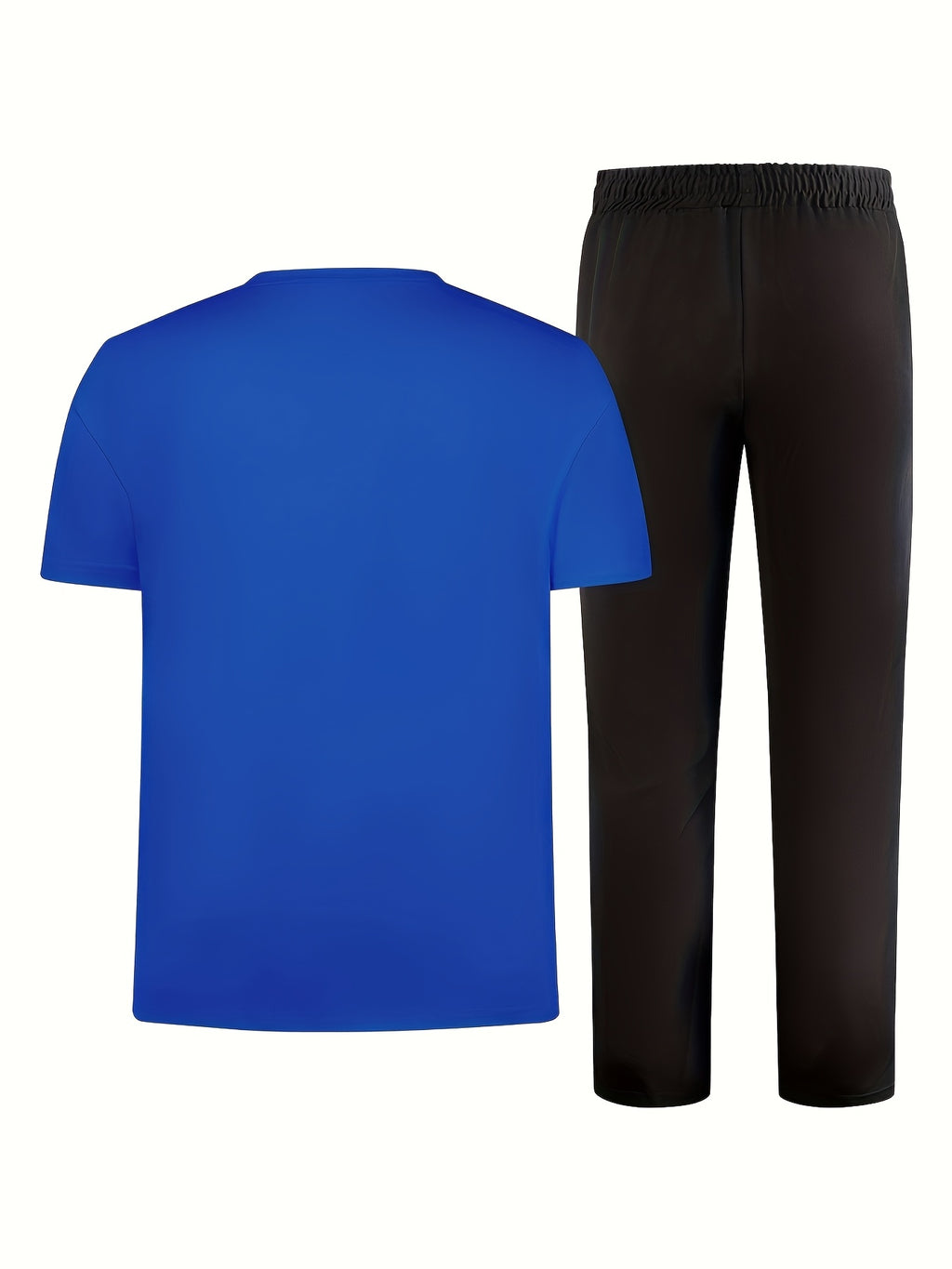 Men's Two-Piece Outfit with Printed Short Sleeve Crew Neck Top and Straight Pants, Seven Color Options and S to XXL Sizes for Casual Spring and Summer Style