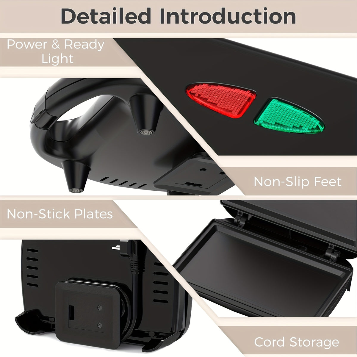 Flat Plate Sandwich Maker, 750W 2-Slice Grilled Cheese Toaster with Nonstick Cooking Surfaces, Indicator Lights and Cool-Touch Handle for Home Kitchens