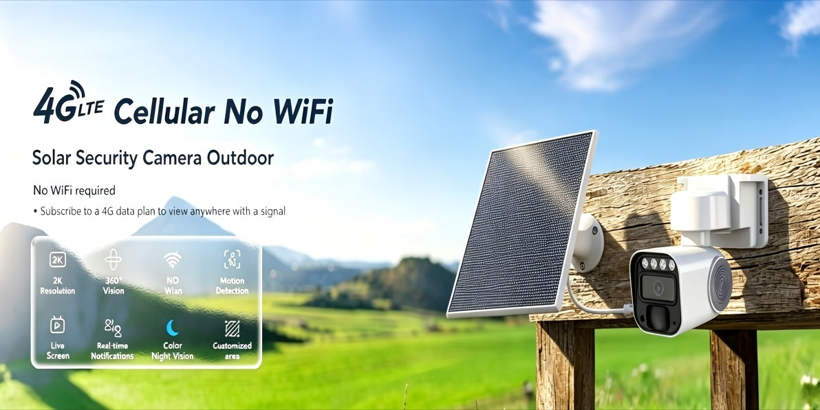 Cellular Solar Security Camera with Listed 4G LTE, 2K Imaging, Spotlight Siren and AI Detection, One-Piece No-WiFi Option with SD and Cloud Storage References