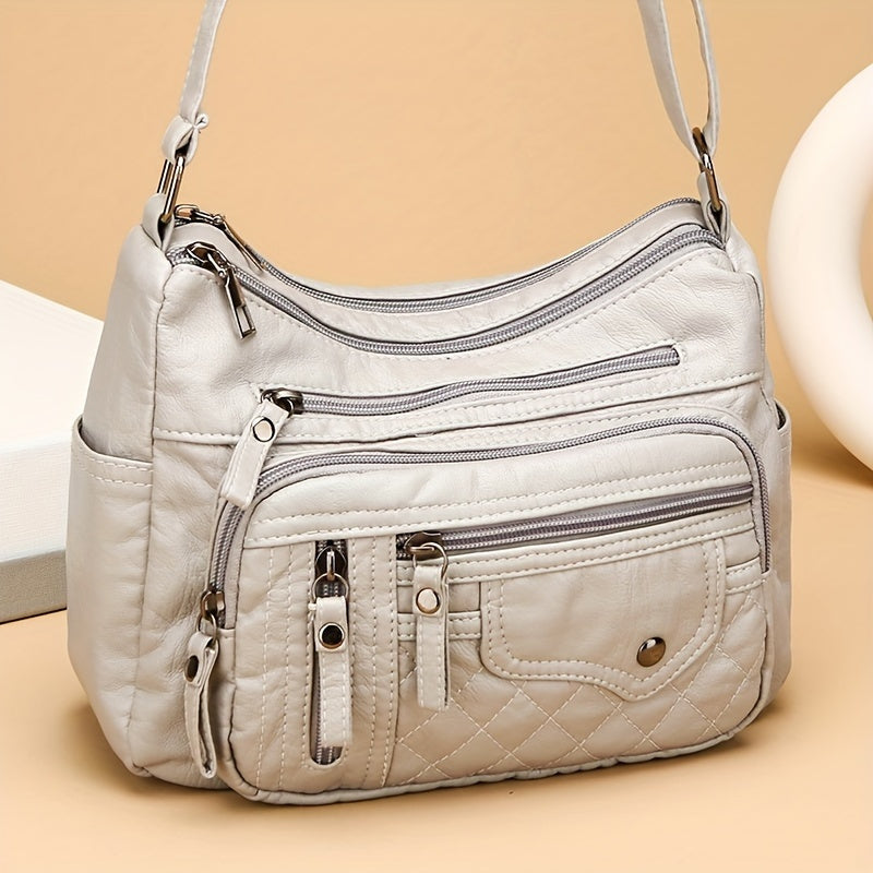 Nylon Shoulder Bag with Adjustable Strap and Zipper Closure, Listed 25 x 18 x 8 cm Size in Red, Black or Brown for Everyday Essentials and Gift Ideas